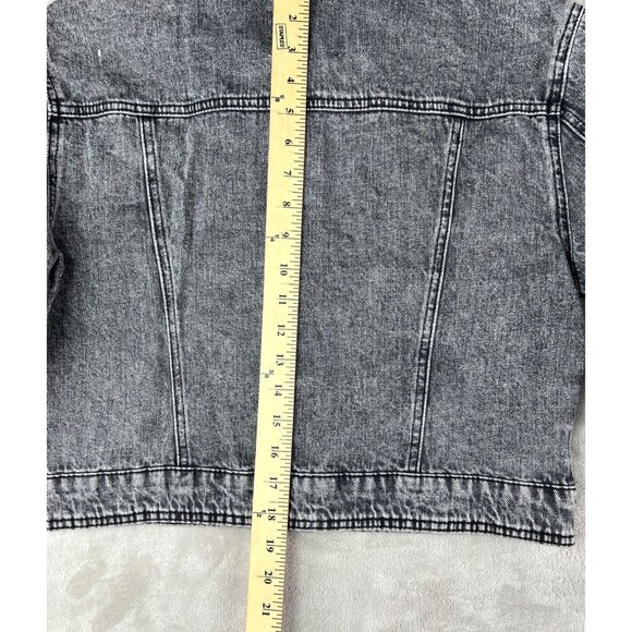 Rebecca Minkoff Womens Cropped Black Denim Jacket W/ Button Front Size Medium - Picture 4 of 14